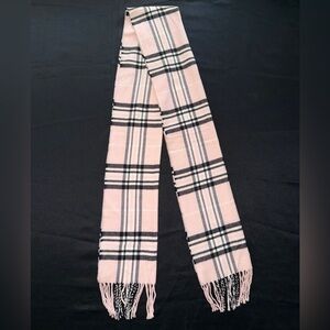 100% Cashmere Scarf Made in Scotland Pink Plaid Fringe Scarf